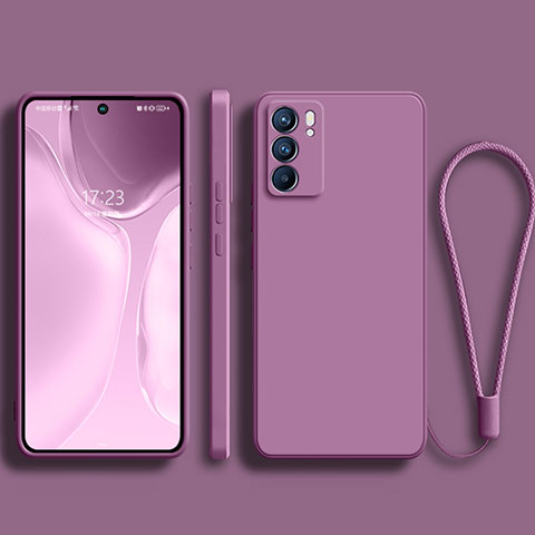 Silikon Hülle Handyhülle Ultra Dünn Flexible Schutzhülle 360 Grad Ganzkörper Tasche S01 für Oppo Reno6 Pro 5G India Violett