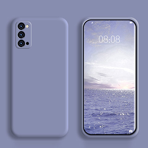 Silikon Hülle Handyhülle Ultra Dünn Flexible Schutzhülle 360 Grad Ganzkörper Tasche S01 für Oppo Reno6 Pro 5G Lavendel Grau