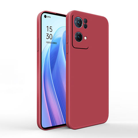 Silikon Hülle Handyhülle Ultra Dünn Flexible Schutzhülle 360 Grad Ganzkörper Tasche S01 für Oppo Reno7 Pro 5G Rot