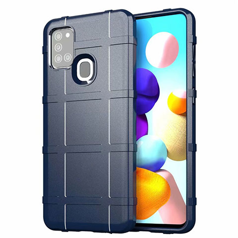 Silikon Hülle Handyhülle Ultra Dünn Flexible Schutzhülle 360 Grad Ganzkörper Tasche S01 für Samsung Galaxy A21s Blau