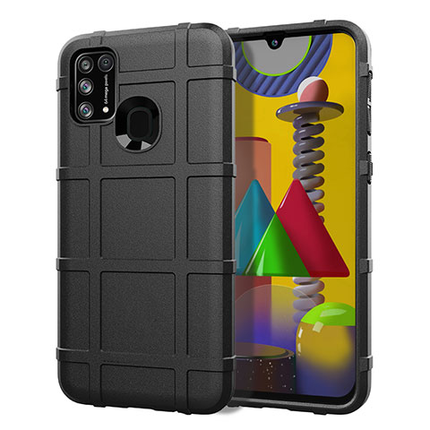 Silikon Hülle Handyhülle Ultra Dünn Flexible Schutzhülle 360 Grad Ganzkörper Tasche S01 für Samsung Galaxy M31 Prime Edition Schwarz