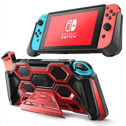 Silikon Hülle Handyhülle Ultra Dünn Flexible Schutzhülle 360 Grad Ganzkörper Tasche S02 für Nintendo Switch Rot