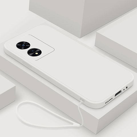 Silikon Hülle Handyhülle Ultra Dünn Flexible Schutzhülle 360 Grad Ganzkörper Tasche S02 für Oppo A98 5G Weiß