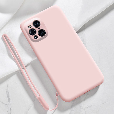 Silikon Hülle Handyhülle Ultra Dünn Flexible Schutzhülle 360 Grad Ganzkörper Tasche S02 für Oppo Find X3 Pro 5G Rosa