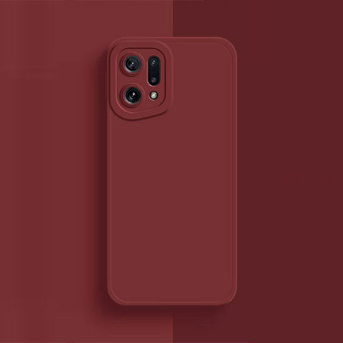 Silikon Hülle Handyhülle Ultra Dünn Flexible Schutzhülle 360 Grad Ganzkörper Tasche S02 für Oppo Find X5 5G Rot