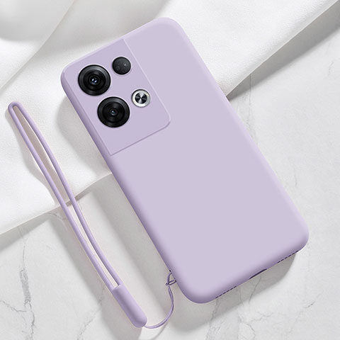 Silikon Hülle Handyhülle Ultra Dünn Flexible Schutzhülle 360 Grad Ganzkörper Tasche S02 für Oppo Reno8 Pro+ Plus 5G Helles Lila