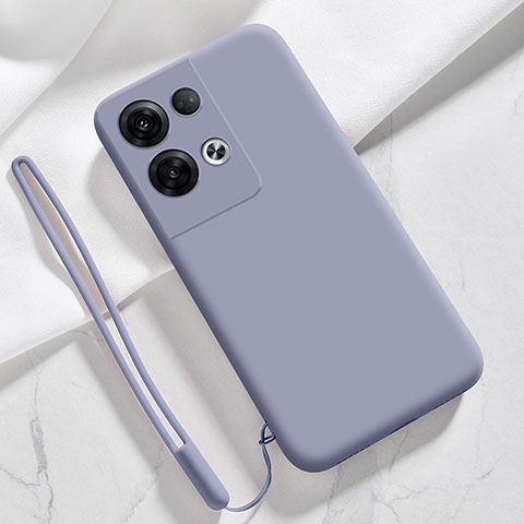 Silikon Hülle Handyhülle Ultra Dünn Flexible Schutzhülle 360 Grad Ganzkörper Tasche S02 für Oppo Reno9 Pro+ Plus 5G Lavendel Grau