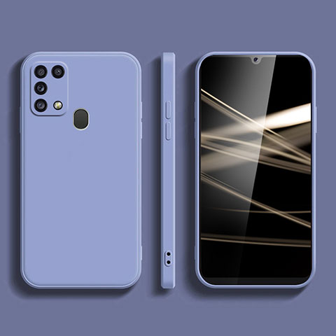 Silikon Hülle Handyhülle Ultra Dünn Flexible Schutzhülle 360 Grad Ganzkörper Tasche S02 für Samsung Galaxy M31 Prime Edition Lavendel Grau
