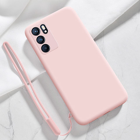 Silikon Hülle Handyhülle Ultra Dünn Flexible Schutzhülle 360 Grad Ganzkörper Tasche S03 für Oppo Reno6 5G Rosa