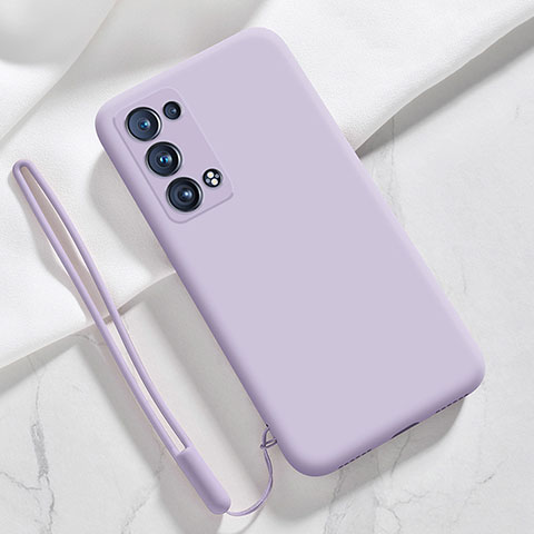 Silikon Hülle Handyhülle Ultra Dünn Flexible Schutzhülle 360 Grad Ganzkörper Tasche S03 für Oppo Reno6 Pro 5G Helles Lila