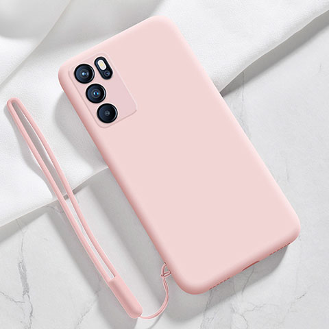 Silikon Hülle Handyhülle Ultra Dünn Flexible Schutzhülle 360 Grad Ganzkörper Tasche S03 für Oppo Reno6 Pro 5G India Rosa