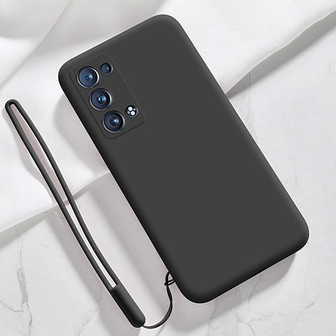 Silikon Hülle Handyhülle Ultra Dünn Flexible Schutzhülle 360 Grad Ganzkörper Tasche S03 für Oppo Reno6 Pro 5G Schwarz