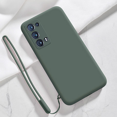 Silikon Hülle Handyhülle Ultra Dünn Flexible Schutzhülle 360 Grad Ganzkörper Tasche S03 für Oppo Reno6 Pro+ Plus 5G Nachtgrün