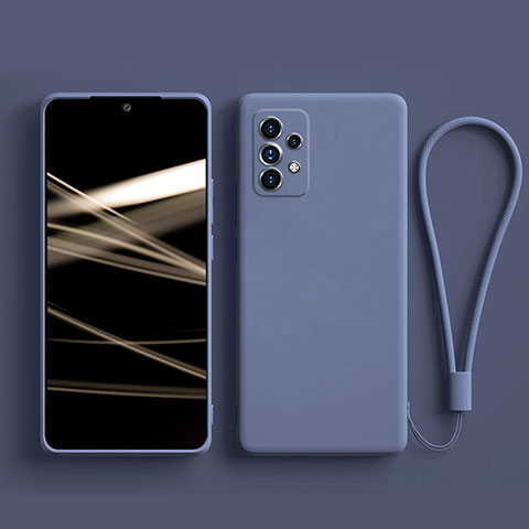 Silikon Hülle Handyhülle Ultra Dünn Flexible Schutzhülle 360 Grad Ganzkörper Tasche S03 für Samsung Galaxy A52s 5G Lavendel Grau