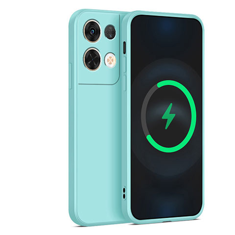 Silikon Hülle Handyhülle Ultra Dünn Flexible Schutzhülle 360 Grad Ganzkörper Tasche S04 für Oppo Reno8 5G Cyan