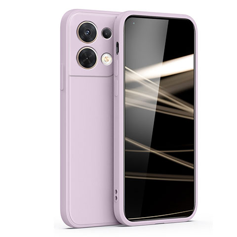 Silikon Hülle Handyhülle Ultra Dünn Flexible Schutzhülle 360 Grad Ganzkörper Tasche S05 für Oppo Reno9 Pro 5G Helles Lila