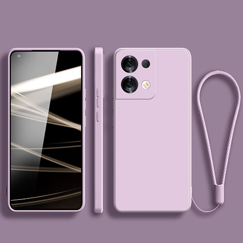 Silikon Hülle Handyhülle Ultra Dünn Flexible Schutzhülle 360 Grad Ganzkörper Tasche S07 für Oppo Reno9 Pro 5G Helles Lila