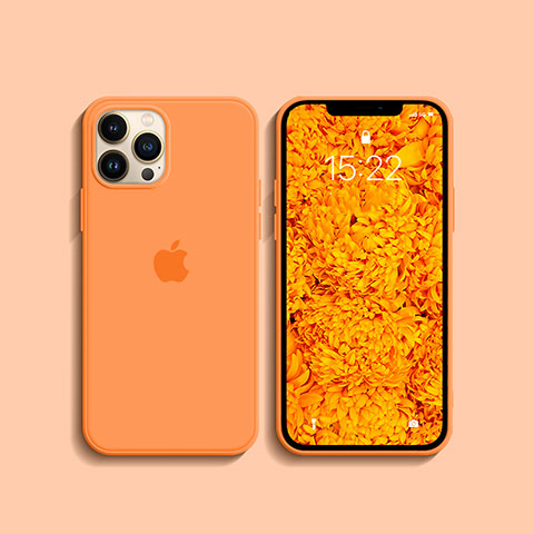 Silikon Hülle Handyhülle Ultra Dünn Flexible Schutzhülle 360 Grad Ganzkörper Tasche S08 für Apple iPhone 13 Pro Orange