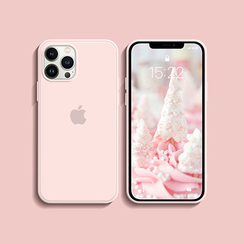 Silikon Hülle Handyhülle Ultra Dünn Flexible Schutzhülle 360 Grad Ganzkörper Tasche S08 für Apple iPhone 13 Pro Rosa