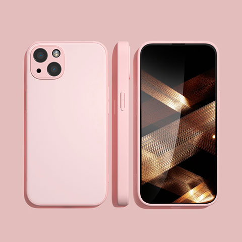 Silikon Hülle Handyhülle Ultra Dünn Flexible Schutzhülle 360 Grad Ganzkörper Tasche S09 für Apple iPhone 15 Rosa