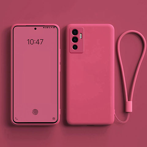 Silikon Hülle Handyhülle Ultra Dünn Flexible Schutzhülle 360 Grad Ganzkörper Tasche YK1 für Vivo Y75 4G Pink