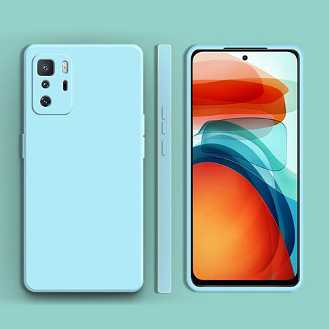 Silikon Hülle Handyhülle Ultra Dünn Flexible Schutzhülle 360 Grad Ganzkörper Tasche YK2 für Xiaomi Redmi Note 10 Pro 5G Cyan