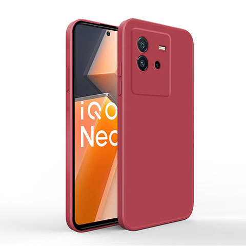 Silikon Hülle Handyhülle Ultra Dünn Flexible Schutzhülle 360 Grad Ganzkörper Tasche YK4 für Vivo iQOO Neo6 5G Rot