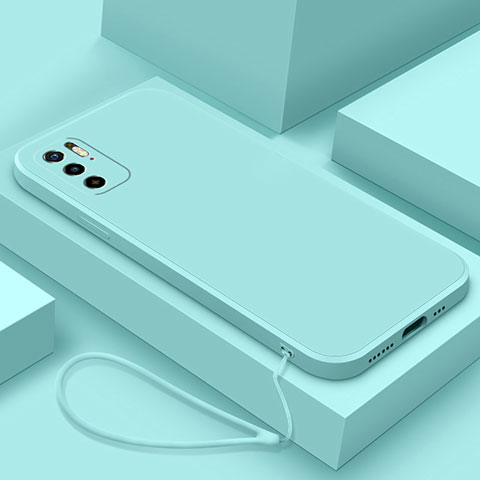 Silikon Hülle Handyhülle Ultra Dünn Flexible Schutzhülle 360 Grad Ganzkörper Tasche YK6 für Xiaomi Redmi Note 10T 5G Cyan