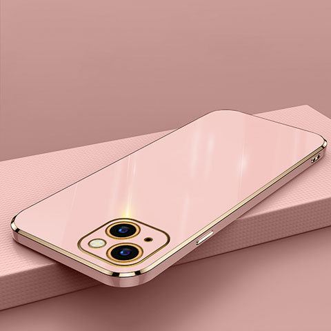 Silikon Hülle Handyhülle Ultra Dünn Flexible Schutzhülle Tasche S04 für Apple iPhone 15 Rosegold