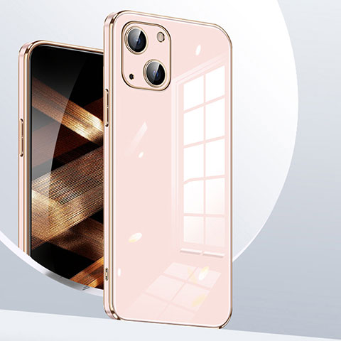 Silikon Hülle Handyhülle Ultra Dünn Flexible Schutzhülle Tasche S06 für Apple iPhone 15 Rosegold