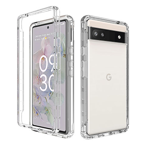 Silikon Hülle Handyhülle Ultra Dünn Flexible Schutzhülle Tasche Transparent Vorder und Rückseite 360 Grad Ganzkörper Farbverlauf für Google Pixel 6a 5G Klar