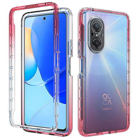 Silikon Hülle Handyhülle Ultra Dünn Flexible Schutzhülle Tasche Transparent Vorder und Rückseite 360 Grad Ganzkörper Farbverlauf für Huawei Honor 50 SE 5G Rot