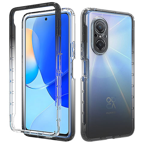 Silikon Hülle Handyhülle Ultra Dünn Flexible Schutzhülle Tasche Transparent Vorder und Rückseite 360 Grad Ganzkörper Farbverlauf für Huawei Nova 9 SE Dunkelgrau