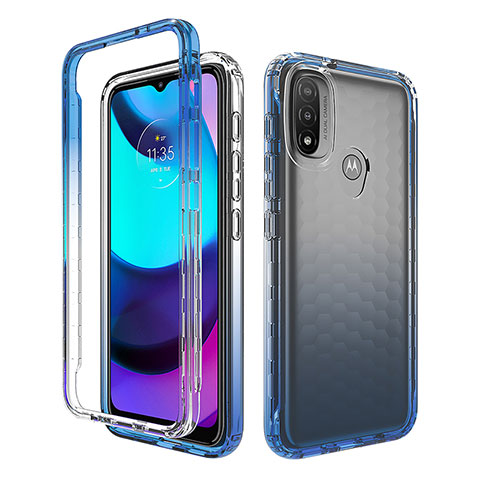 Silikon Hülle Handyhülle Ultra Dünn Flexible Schutzhülle Tasche Transparent Vorder und Rückseite 360 Grad Ganzkörper Farbverlauf für Motorola Moto E20 Blau