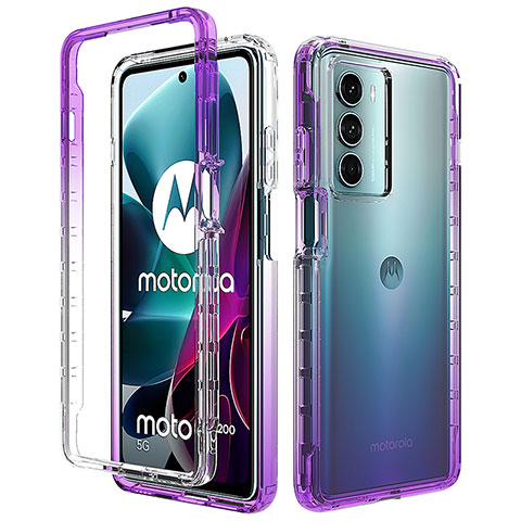 Silikon Hülle Handyhülle Ultra Dünn Flexible Schutzhülle Tasche Transparent Vorder und Rückseite 360 Grad Ganzkörper Farbverlauf für Motorola Moto Edge S30 5G Violett