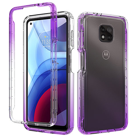 Silikon Hülle Handyhülle Ultra Dünn Flexible Schutzhülle Tasche Transparent Vorder und Rückseite 360 Grad Ganzkörper Farbverlauf für Motorola Moto G Power (2021) Violett