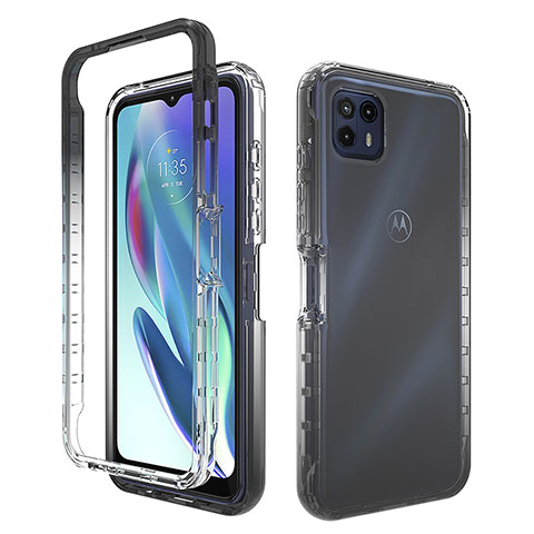 Silikon Hülle Handyhülle Ultra Dünn Flexible Schutzhülle Tasche Transparent Vorder und Rückseite 360 Grad Ganzkörper Farbverlauf für Motorola Moto G50 5G Schwarz