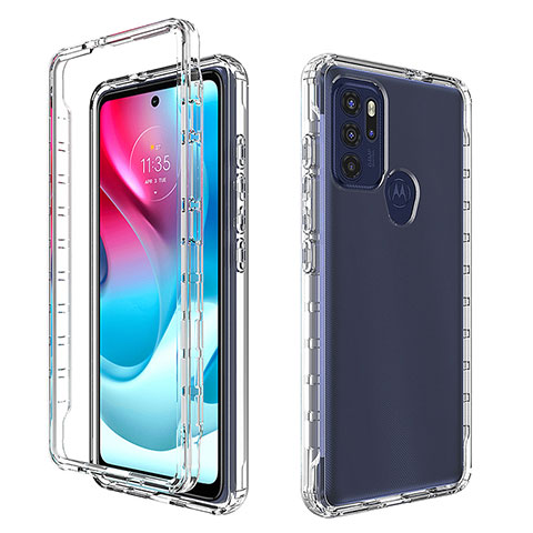 Silikon Hülle Handyhülle Ultra Dünn Flexible Schutzhülle Tasche Transparent Vorder und Rückseite 360 Grad Ganzkörper Farbverlauf für Motorola Moto G60s Klar