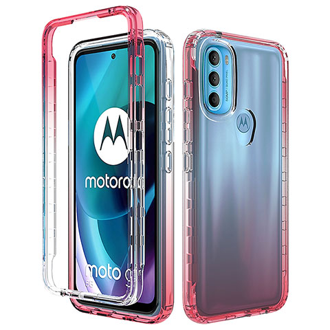 Silikon Hülle Handyhülle Ultra Dünn Flexible Schutzhülle Tasche Transparent Vorder und Rückseite 360 Grad Ganzkörper Farbverlauf für Motorola Moto G71 5G Rot