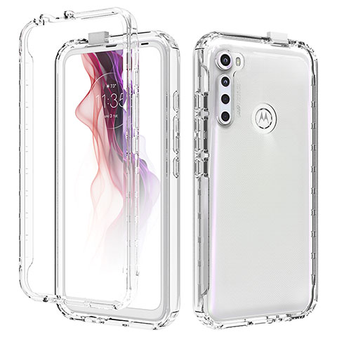 Silikon Hülle Handyhülle Ultra Dünn Flexible Schutzhülle Tasche Transparent Vorder und Rückseite 360 Grad Ganzkörper Farbverlauf für Motorola Moto One Fusion Plus Klar