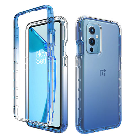 Silikon Hülle Handyhülle Ultra Dünn Flexible Schutzhülle Tasche Transparent Vorder und Rückseite 360 Grad Ganzkörper Farbverlauf für OnePlus 9 5G Blau