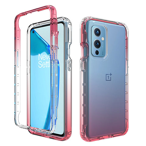 Silikon Hülle Handyhülle Ultra Dünn Flexible Schutzhülle Tasche Transparent Vorder und Rückseite 360 Grad Ganzkörper Farbverlauf für OnePlus 9 5G Rot