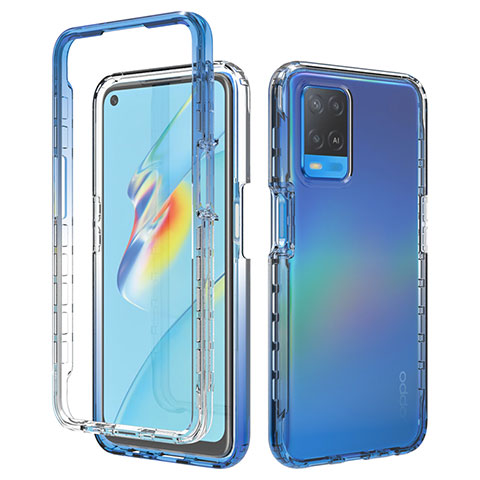 Silikon Hülle Handyhülle Ultra Dünn Flexible Schutzhülle Tasche Transparent Vorder und Rückseite 360 Grad Ganzkörper Farbverlauf für Oppo A54 4G Blau