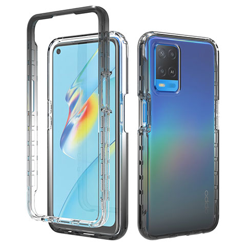 Silikon Hülle Handyhülle Ultra Dünn Flexible Schutzhülle Tasche Transparent Vorder und Rückseite 360 Grad Ganzkörper Farbverlauf für Oppo A54 4G Schwarz