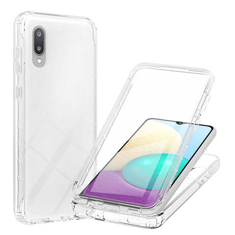 Silikon Hülle Handyhülle Ultra Dünn Flexible Schutzhülle Tasche Transparent Vorder und Rückseite 360 Grad Ganzkörper Farbverlauf für Samsung Galaxy A02 Klar