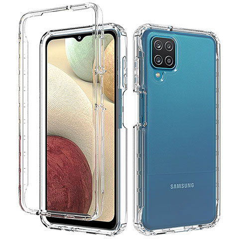 Silikon Hülle Handyhülle Ultra Dünn Flexible Schutzhülle Tasche Transparent Vorder und Rückseite 360 Grad Ganzkörper Farbverlauf für Samsung Galaxy A12 Klar