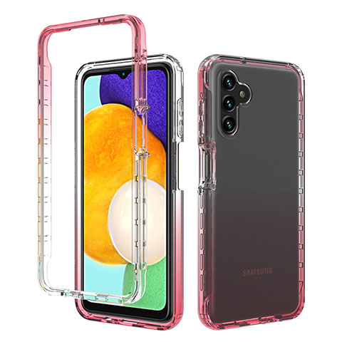 Silikon Hülle Handyhülle Ultra Dünn Flexible Schutzhülle Tasche Transparent Vorder und Rückseite 360 Grad Ganzkörper Farbverlauf für Samsung Galaxy A13 5G Rot