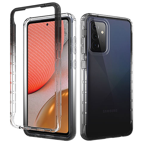 Silikon Hülle Handyhülle Ultra Dünn Flexible Schutzhülle Tasche Transparent Vorder und Rückseite 360 Grad Ganzkörper Farbverlauf für Samsung Galaxy A72 4G Dunkelgrau