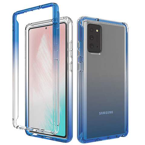 Silikon Hülle Handyhülle Ultra Dünn Flexible Schutzhülle Tasche Transparent Vorder und Rückseite 360 Grad Ganzkörper Farbverlauf für Samsung Galaxy Note 20 5G Blau