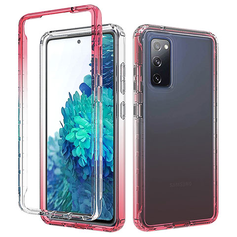 Silikon Hülle Handyhülle Ultra Dünn Flexible Schutzhülle Tasche Transparent Vorder und Rückseite 360 Grad Ganzkörper Farbverlauf für Samsung Galaxy S20 FE 5G Rot